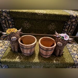 Hobby Lobby Highland Cow Planter Set with Floral Accents
New!